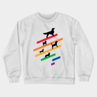 Cosmic Rainbow Dogs - Stripes and Black Silhouettes Crewneck Sweatshirt